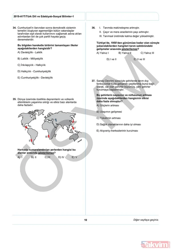 2019 YKS AYT soruları ve cevapları yayınlandı! İşte AYT soru ve cevap anahtarı... - 13