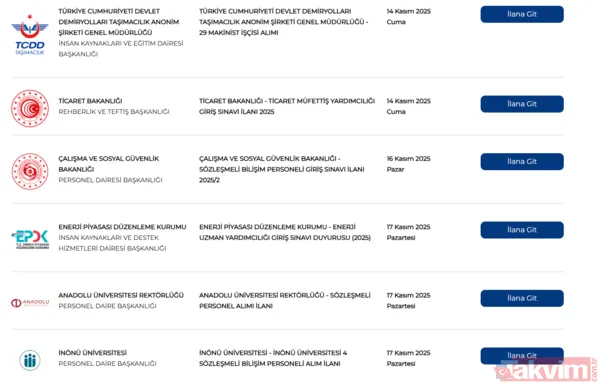 20 kurum KPSS'li KPSS'siz ilanları duyurdu: 18 BİN 5 MEMUR ALIMI YAPILACAK! JANDARMA, KOSGEB, ADALET VE SAĞLIK BAKANLIĞI... - 13