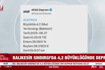 Sındırgı'da 4.2 büyüklüğünde deprem