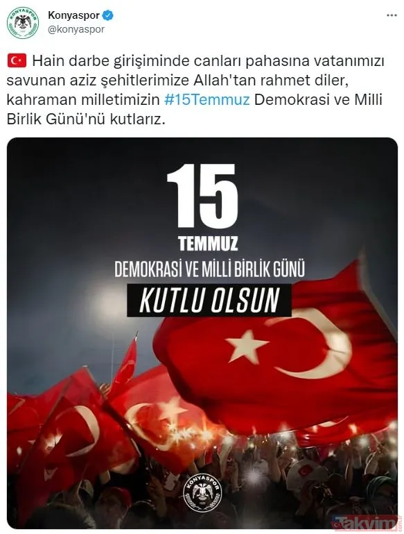 Türk futbolunun dev kulüplerinden 15 Temmuz paylaşımları... - 20