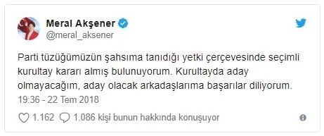Son dakika: Meral Akşener'den ilk açıklama: Aday olmayacağım-1