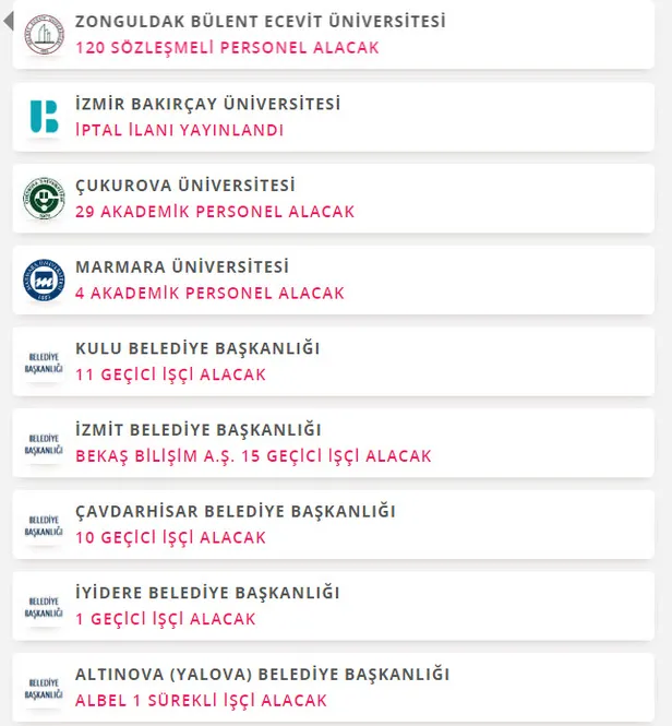 KPSS şartsız ve 50 KPSS ile binlerce personel alımı başvuru şartları nedir? 16 Temmuz tarihli kamu iş ilanları:-2