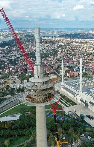 Çamlıca Tepesi'nde kalan son kule olan TRT kulesinin de sökümüne başlandı