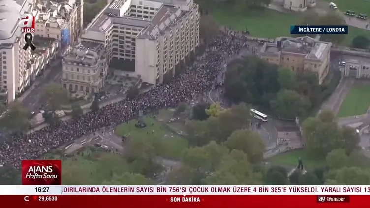 Londra'da Filistin'e destek gösterisi: On binlerce insan İsrail saldırılarına karşı sokaklarda | Video