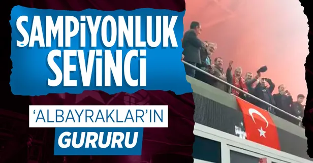 Eski Hazine ve Maliye Bakanı Berat Albayrak ile babası Sadık Albayrak Trabzonspor'un şampiyonluğuna böyle sevindi