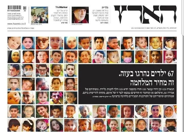 Haaretz gazetesinden itiraf gibi manşet: "Gazze'de 67 çocuk öldürüldü"-1
