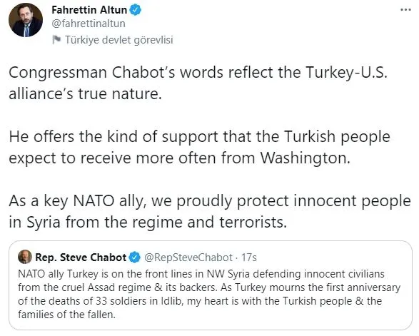 iletisim-baskani-fahrettin-altundan-abd-kongre-uyesisteve-chabotun-turkiye-sozleri-hakkinda-aciklama-1614789767097.jpg İletişim Başkanı Fahrettin Altun'dan, ABD Kongre Üyesi Steve Chabot'un 'Türkiye' sözleri hakkında açıklama!-1