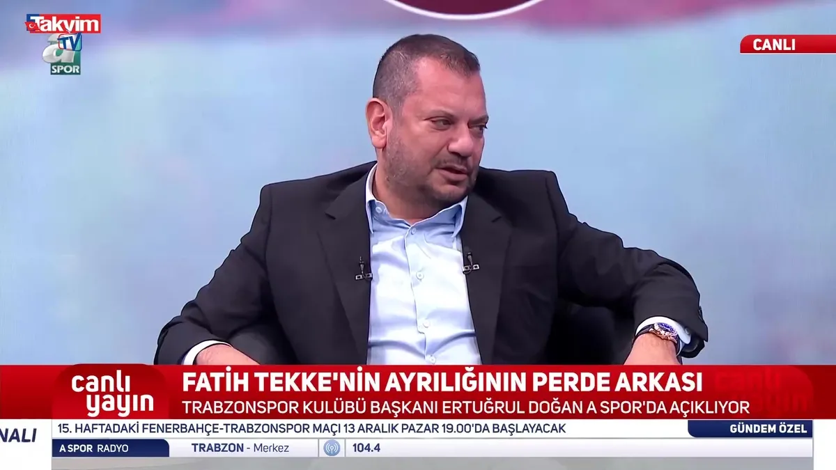 Ertuğrul Doğan'dan Fatih Tekke açıklaması: İstifayı A Spor bildirimiyle öğrendim