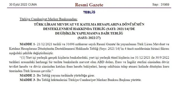Karar Resmi Gazete'de yayımlandı! Kur korumalı mevduat sisteminde değişiklik: 30 Eylül'den itibaren...-3