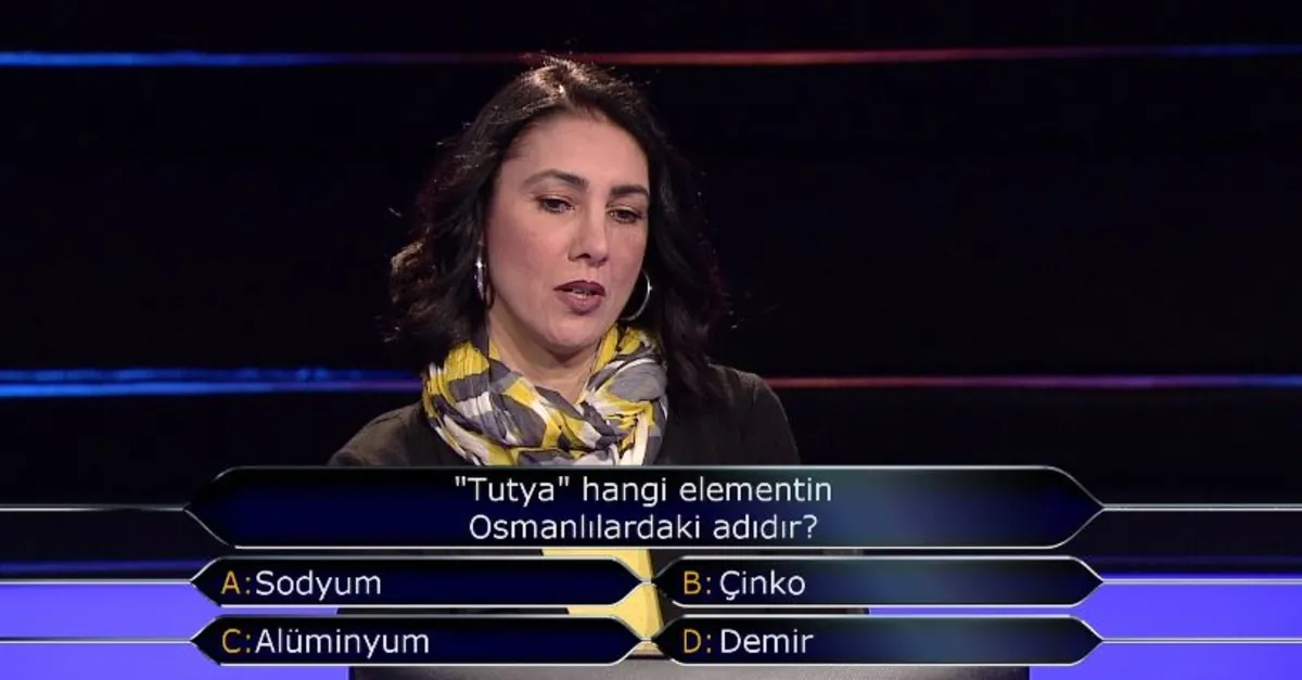 Kim Milyoner Olmak İster'e damga vuran soru! Tutya hangi elementin Osmanlılardaki adıdır?