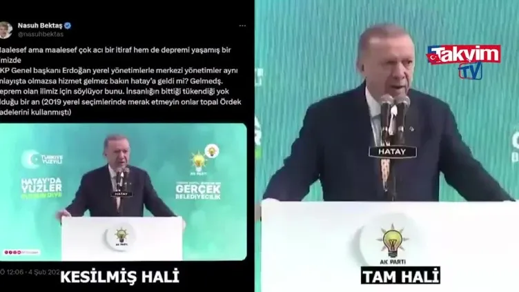 Muhalefetin "Hatay" operasyonu ifşa oldu! Kırpılmış video ile Başkan Erdoğan'ı hedef aldılar