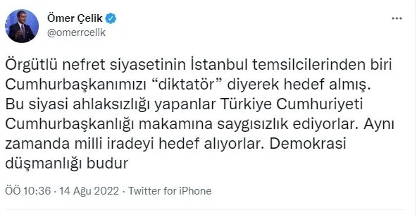 AK Parti Sözcüsü Ömer Çelik'ten CHP'li Canan Kaftancıoğlu'na sert tepki: Asıl diktatörlük, milli iradeye saygısızlıktır-2