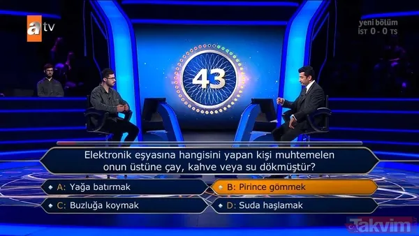 Kenan İmirzalıoğlu'nun sunduğu Kim Milyoner Olmak İster'de hareketleri ve cevaplarıyla geceye damga vuran yarışmacı! - 14