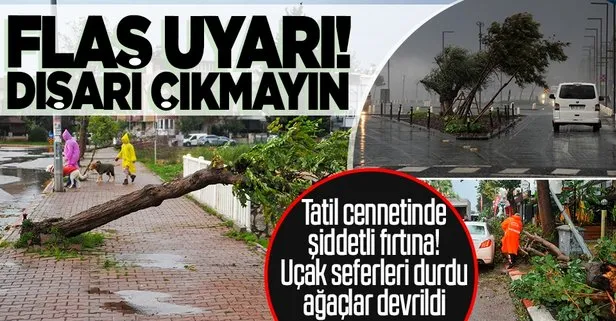 Antalya’da şiddetli fırtına: Uçak seferleri durdu ağaçlar devrildi! Meteorolojiden flaş uyarı: İşi olmayan çıkmasın!