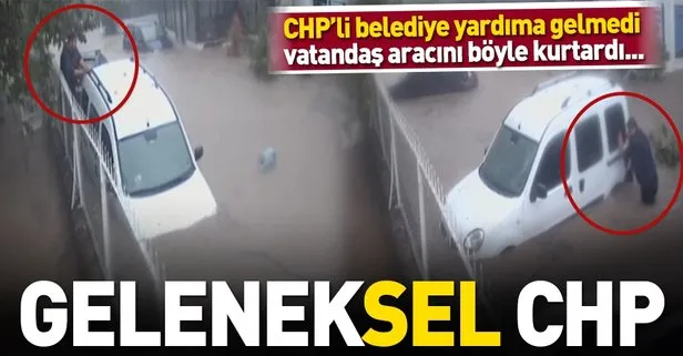 CHP’li belediye yardıma gelmedi vatandaş aracını böyle kurtardı