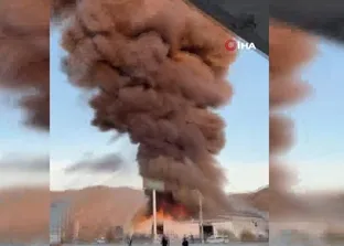 Burdur’da mermer fabrikasında yangın