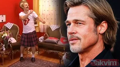 Brad Pitt’e etek giydiren hayat bize neler yapmaz! Brad Pitt kırmızı halıya etekle çıktı yerden yere vuruldu adeta Burhan Altıntop