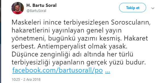 Cumhuriyet Gazetesi'nden Bartu Soral'a Soros sansürü-1