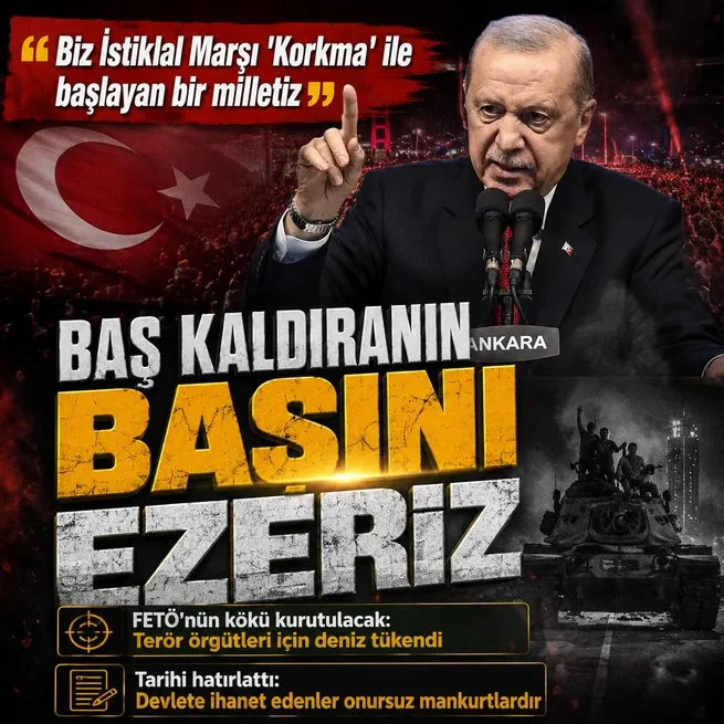 FETÖ’nün kökü kurutulacak! Başkan Erdoğan’dan kararlılık mesajı: Türkiye hainlerin başını ezecek kudrete sahip