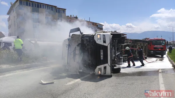 Bursa'da feci kaza: TIR'ın üzerine devrildiği otomobil yandı! Ölü ve yaralılar var... - 8