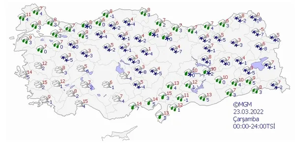 HAVA DURUMU | Meteoroloji haritayı yayınladı: Kuvvetli ve yoğun kar alarmı! İşte güncel tahminler | 20-24 Mart 2022-15