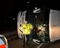 Kastamonu’da sürücünün direksiyon hakimiyetini kaybetmesiyle yolcu otobüsü devrildi! 30 kişi yaralandı