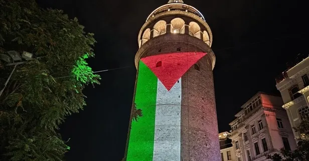 Galata Kulesi’ne Filistin Bayrağı yansıtıldı! Kültür ve Turizm Bakanlığı'ndan anlamlı destek