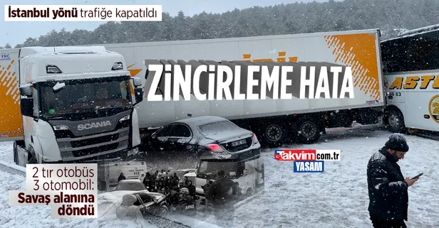 Anadolu Otoyolu'nda zincirleme kaza: 5 yaralı! İstanbul yönünde trafik durdu