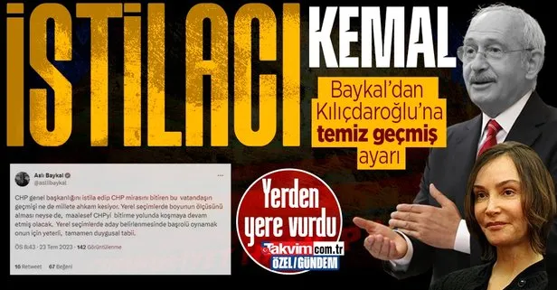 Aslı Baykal’dan Partiyi geçmişi temiz birine bırakırım diyen Kılıçdaroğlu’na tepki: CHP mirasını bitirdi, geçmişi ne ki ahkam kesiyor
