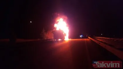 Eskişehir’de seyir halindeki yolcu otobüsü yandı