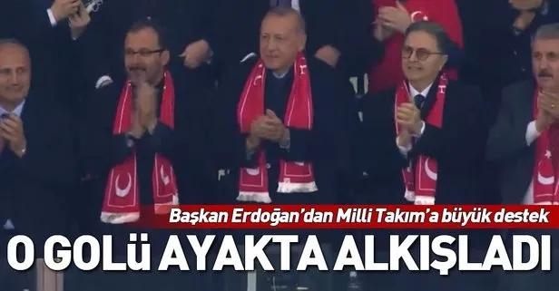 Başkan Erdoğan Türkiye - Moldova maçında gole böyle sevindi