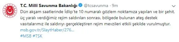 MSB: İdlib'deki gözlem noktasına saldırı olayında flaş gelişme! Rusya'nın Ankara Ataşesi, Genelkurmay Başkanlığına çağırıldı-1