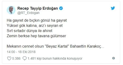 Başkan Erdoğan'dan "Kardeşçe" şiiriyle taziye mesajı-1