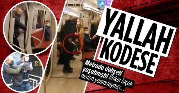 Metroda bıçak çeken saldırgan kodese postalandı! Pes dedirten savunma...