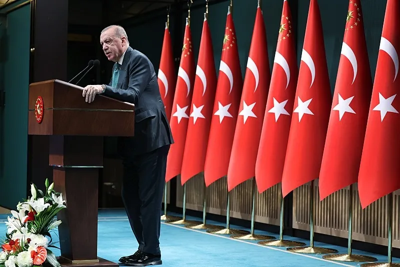 Başkan Erdoğan, Kabine Toplantısı'nın ardından millete seslendi. (AA)