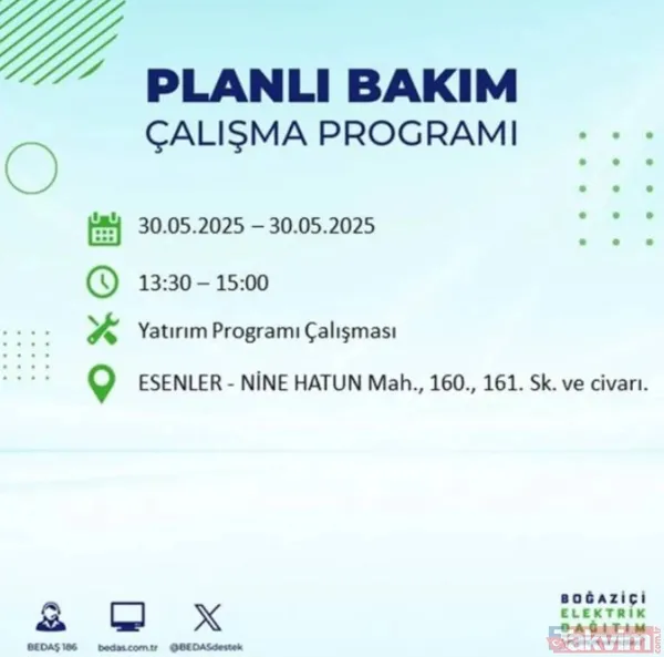Bedaş | 30 Mayıs İstanbul Elektrik Kesintisi