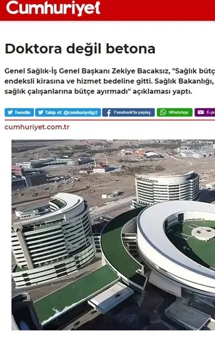Şehir hastaneleri CHP yandaşı Cumhuriyet gazetesinde hazımsızlık yaptı
