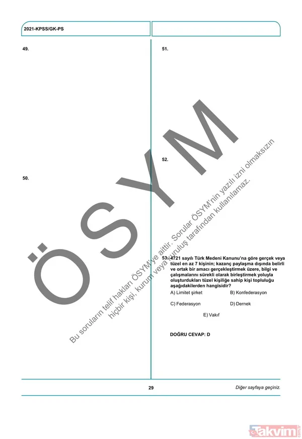 2021 KPSS soru kitapçığı ve cevap anahtarı | A Grubu ve Öğretmenlik (GY-GK- Eğitim Bilimleri) soruları - 36