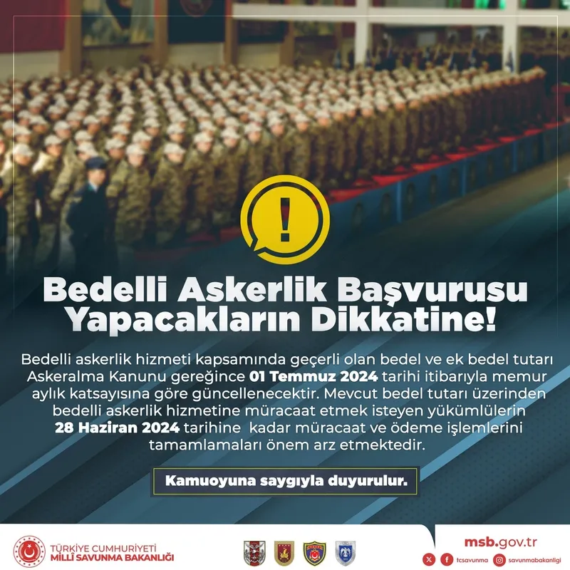 msbden-flas-bedelli-askerlik-aciklamasi-temmuzda-bedelli-askerlik-ucretlerine-kac-tl-zam-gelecek-bedelli-asker-1719240868910.jpeg MSB'den flaş bedelli askerlik açıklaması! Temmuzda bedelli askerlik ücretlerine kaç TL zam gelecek? Bedelli askerlik ücreti ne kadar oldu 2024? Hesaplama formülü!-2