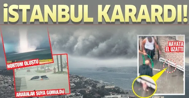 İstanbul’u sel vurdu! Çatalca’da oluşan hortum korkuttu