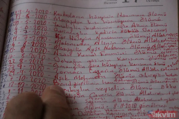 Amasya'da yaşayan 59 yaşındaki Hüseyin Tırpan 12 yıldır gün gün ölen köylülerinin isimlerini yazıyor - 2