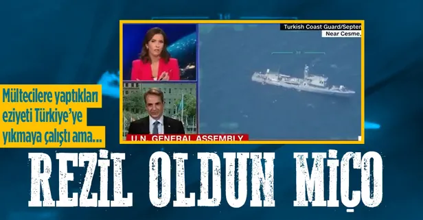CNN'e konuşan Miçotakis'in Türkiye'yi hedef aldığı sırada ekrana gelen görüntüler gündem oldu