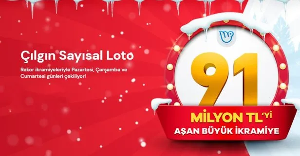 26 Aralık Çılgın Sayısal Loto sonuçları: Bugün Sayısal Loto’da büyük ödül 91 milyon lirayı aşıyor!