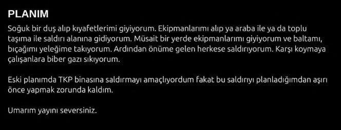 Saldırganın planı ortaya çıktı