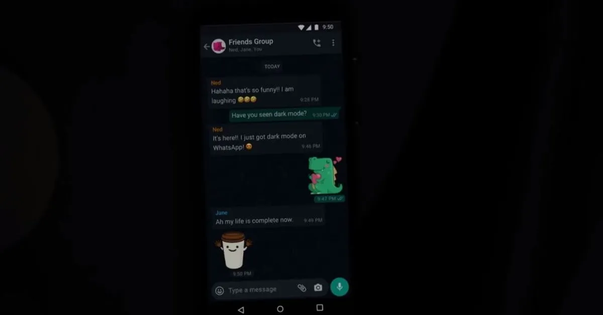 ios ve android whatsapp karanlik mod