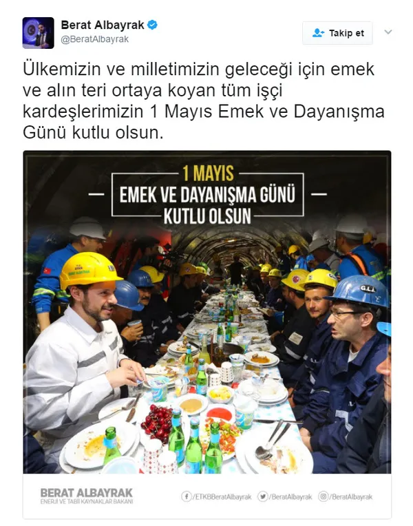 Bakan Albayrak'tan 1 Mayıs mesajı-1