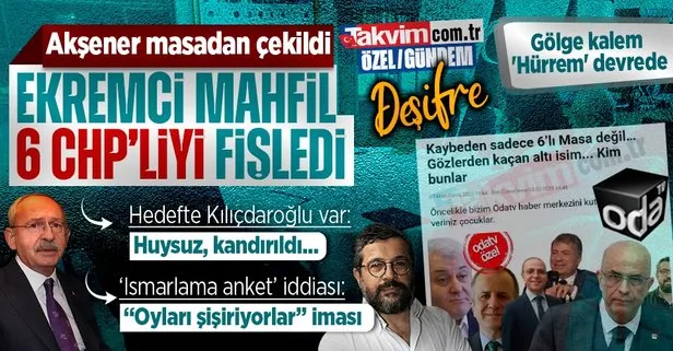 DEŞİFRE | Akşener masadan çekildi, Ekremci ODA TV 6 CHP’liyi fişledi! Gölge kalem ’Hürrem’ devrede: Kılıçdaroğlu hedefte