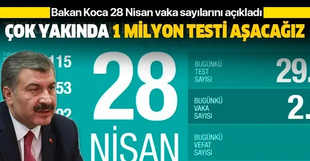 Son dakika: Bakan Koca 28 Nisan Kovid-19 vaka sayılarını açıkladı: 1 milyon testi aşmış olacağız