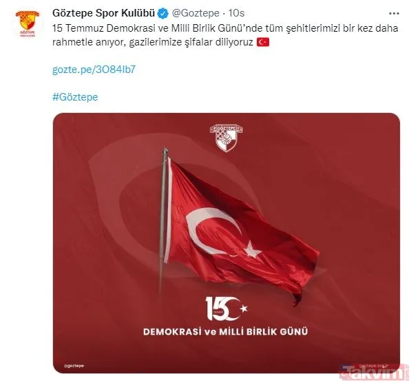Türk futbolunun dev kulüplerinden 15 Temmuz paylaşımları... - 6