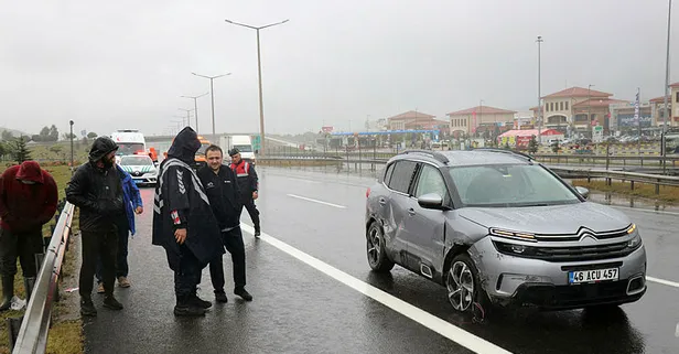TEM’de kontrolden çıkan cip bariyere çarptı: 4 yaralı